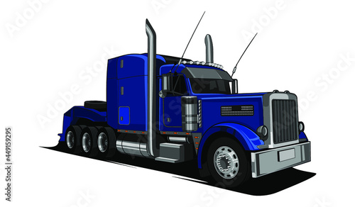 head semi truck trailer vector