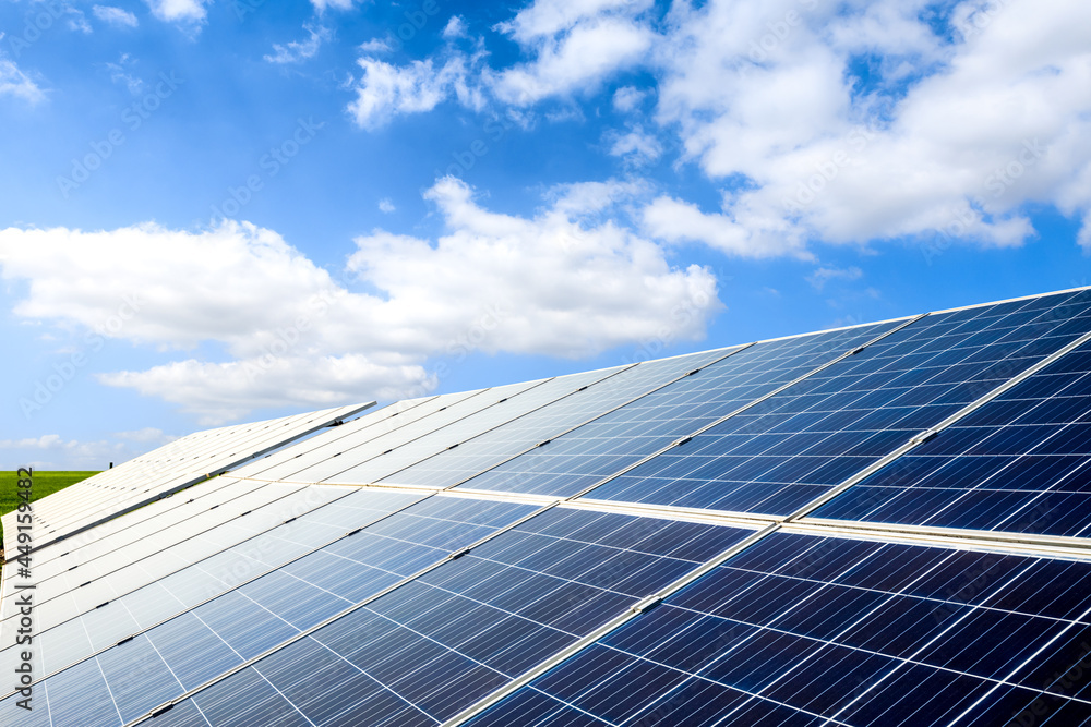 Smooth solar panels and beautiful sky landscape in China Smooth solar panels and beautiful sky landscape in China