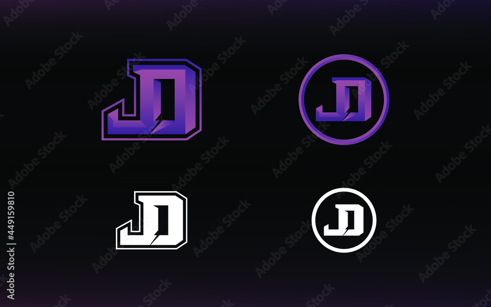 Initials JD logo with a bright color is suitable for E sports teams and others