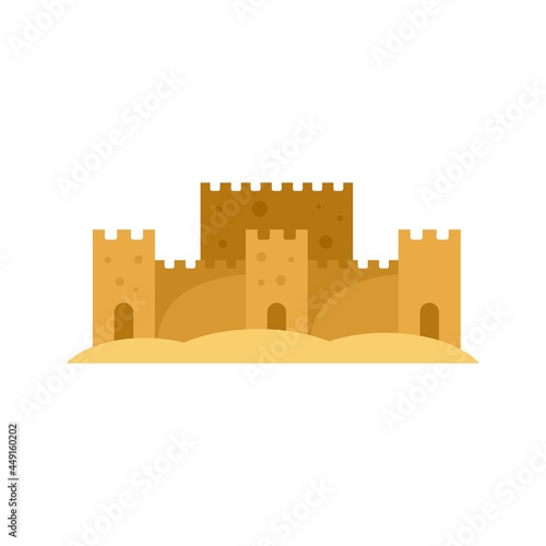 Sand art castle icon flat isolated vector