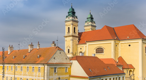 Panorama of the Virgin Mary church in Valtice, Czech Republic photo