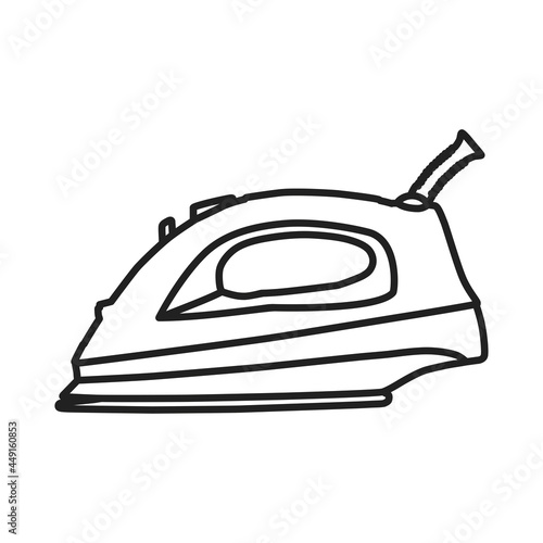 The iron icon. Outlines of an electric appliance for ironing clothes after washing and drying. Vector illustration isolated on a white background for design and web.