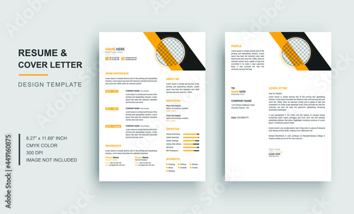 Resume design with cover letter template - Resume and letterhead template in flat style - Business letterhead - Modern cv and cover letter