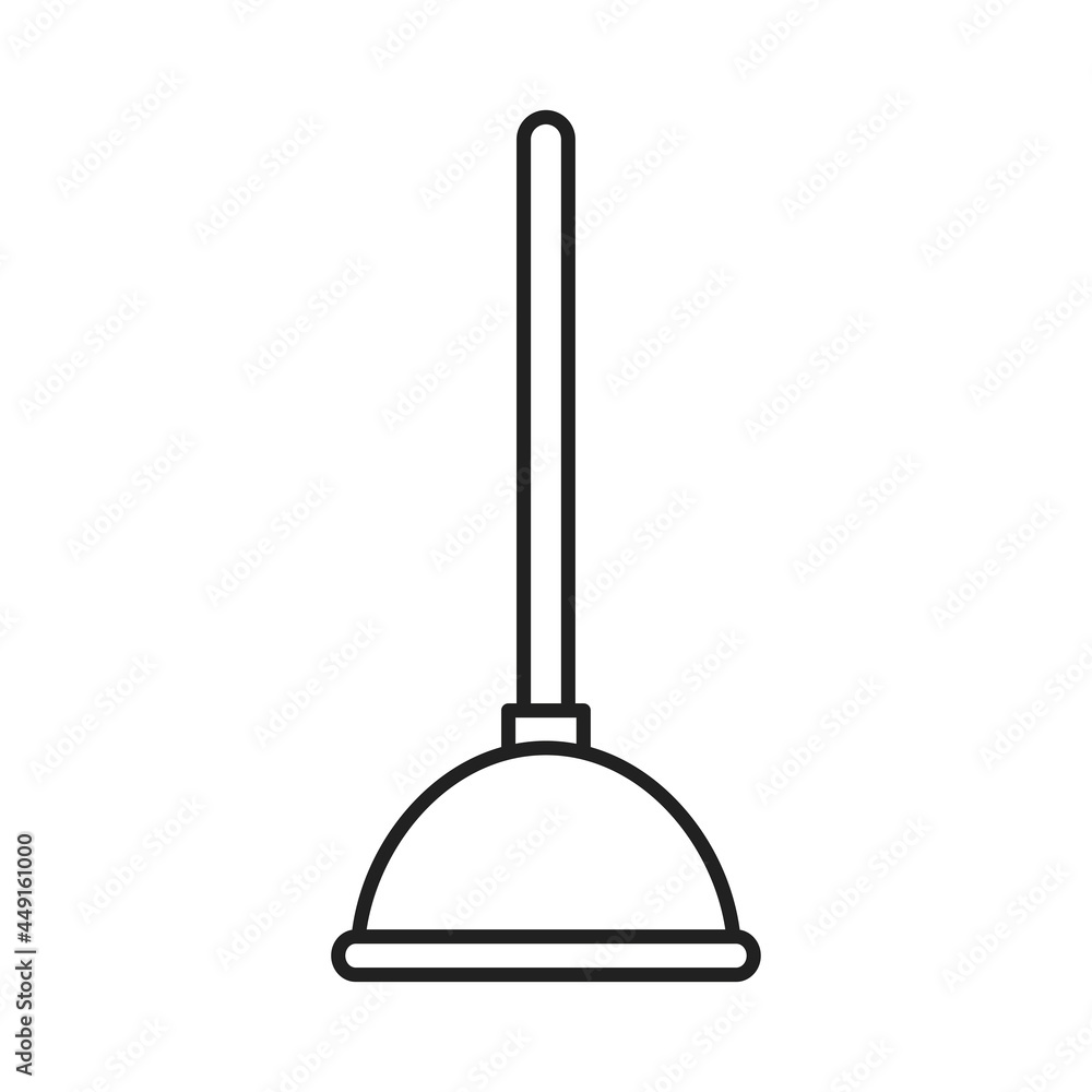 The plunger icon. Outlines of a tool for cleaning sewer blockages. Vector illustration isolated on a white background for design and web. The plunger icon. Outlines of a tool for cleaning sewer blockages. Vector illustration isolated on a white background for design and web.