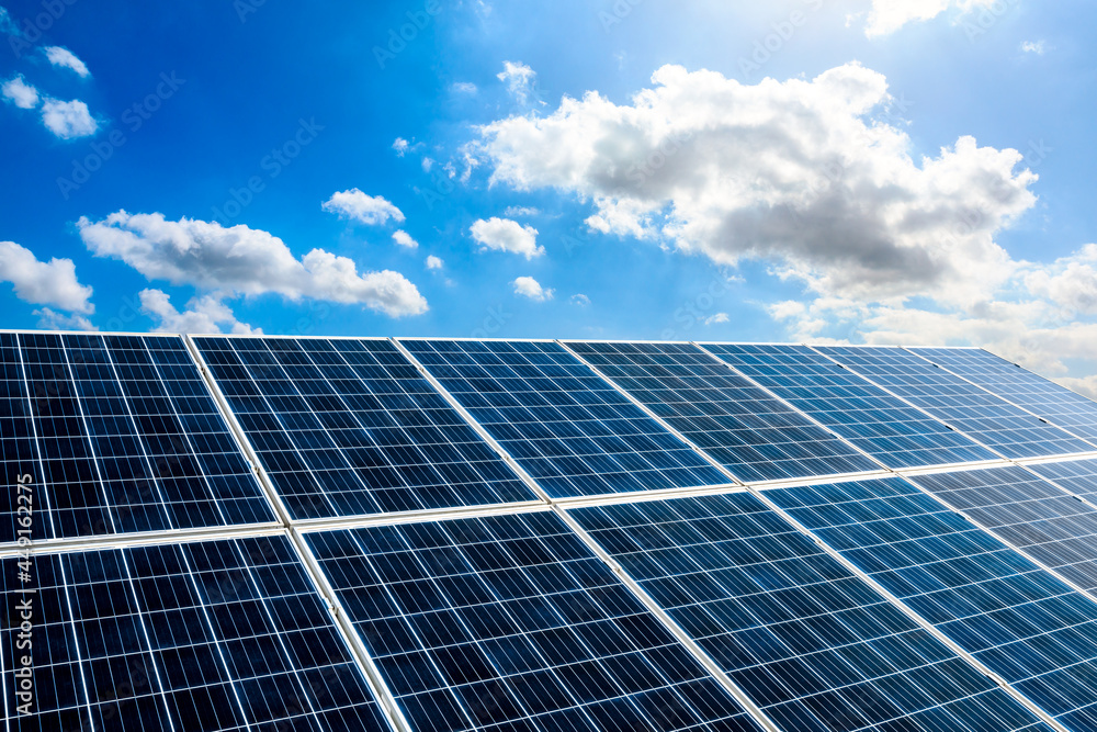 Smooth solar panels and beautiful sky landscape in China Smooth solar panels and beautiful sky landscape in China