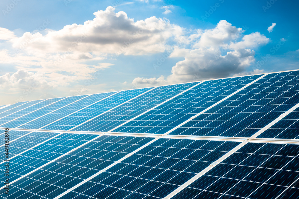 Smooth solar panels and beautiful sky landscape in China Smooth solar panels and beautiful sky landscape in China