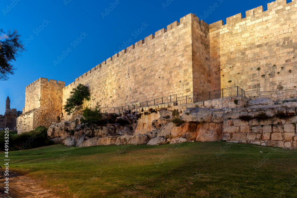 Jerusalem Old City Walls at Night