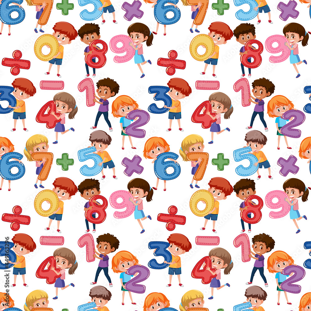 hildren holding math number seamless background hildren holding math number seamless background