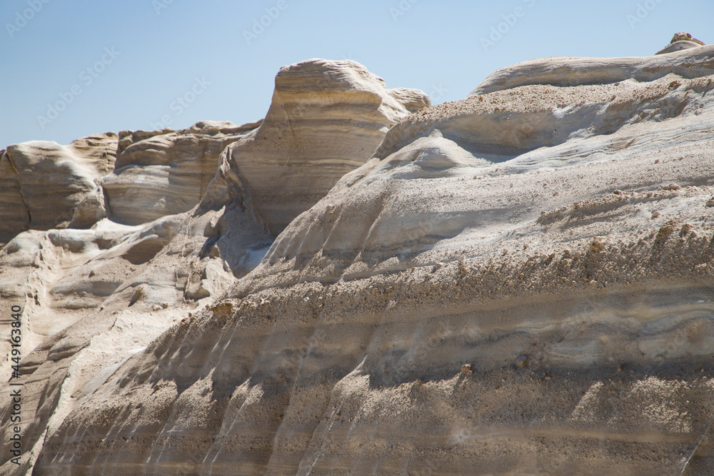 Fototapeta premium white chalk cliffs in Sarakiniko, Milos island, Cyclades, Greece