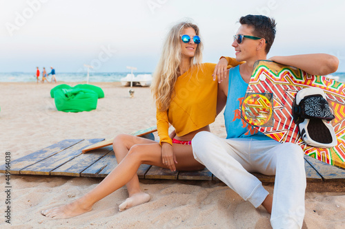 young couple having fun on beach