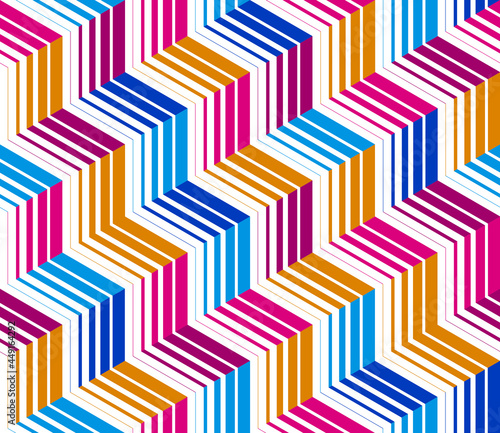 3D stair minimal lined seamless pattern, vector abstract repeat background wallpaper.