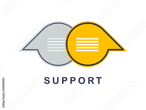 Technical support and frequently asked questions FAQ vector design element isolated on white, speech bubbles concept.