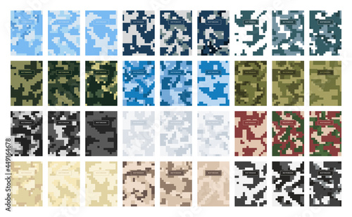 Collection military and army camouflage abstract cover notebook