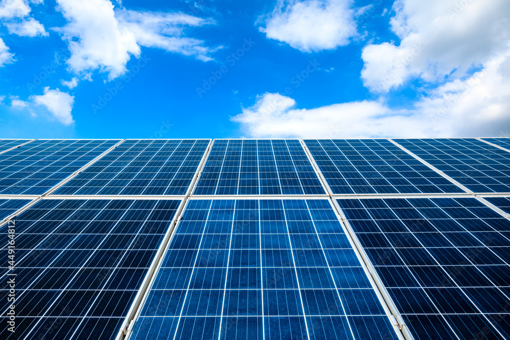 Smooth solar panels and beautiful sky landscape in China Smooth solar panels and beautiful sky landscape in China