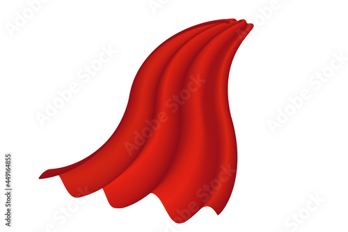 Red cape on white background. Superhero satin cloak. Vector illustration