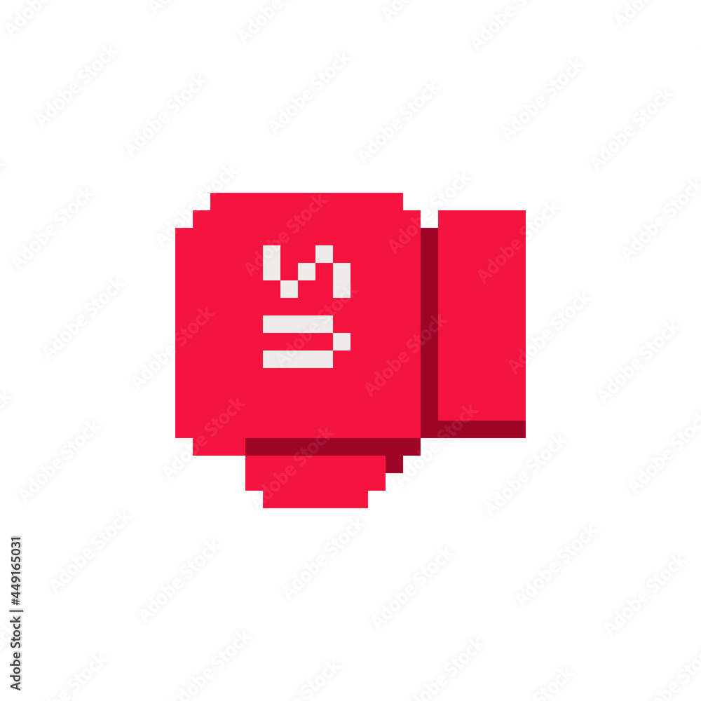 Red boxing glove pixel art style icon. Achievement logo. 8-bit sprite ...