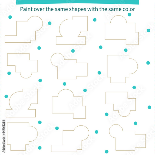  A game for children. Paint over the same shapes with the same color. Development of attention, memory and thinking