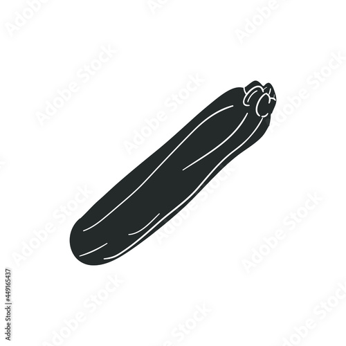 Zucchini Icon Silhouette Illustration. Nutrition Vegetable Vector Graphic Pictogram Symbol Clip Art. Doodle Sketch Black Sign.