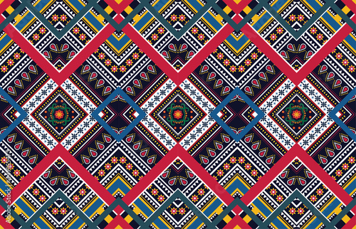 Geometric ethnic pattern vector background. seamless pattern traditional,Design for background, wallpaper, Batik, fabric, carpet, clothing, wrapping, and textile. Colorful ethnic pattern illustration.