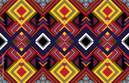 Geometric ethnic pattern vector background. seamless pattern traditional,Design for background, wallpaper, Batik, fabric, carpet, clothing, wrapping, and textile. Colorful ethnic pattern illustration.