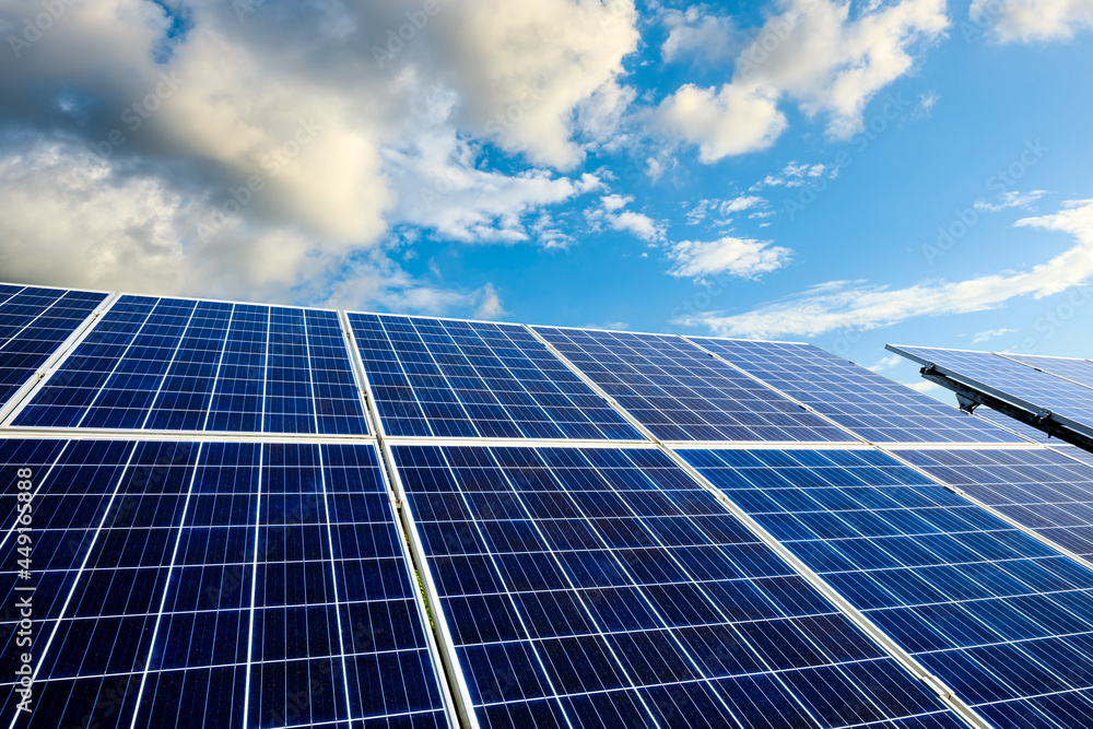 Smooth solar panels and beautiful sky landscape in China Smooth solar panels and beautiful sky landscape in China