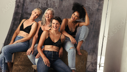 Gorgeous women of different ages celebrating their natural bodies