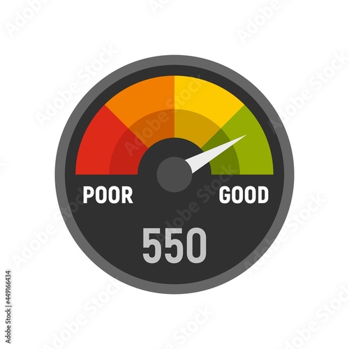Power credit score icon flat isolated vector