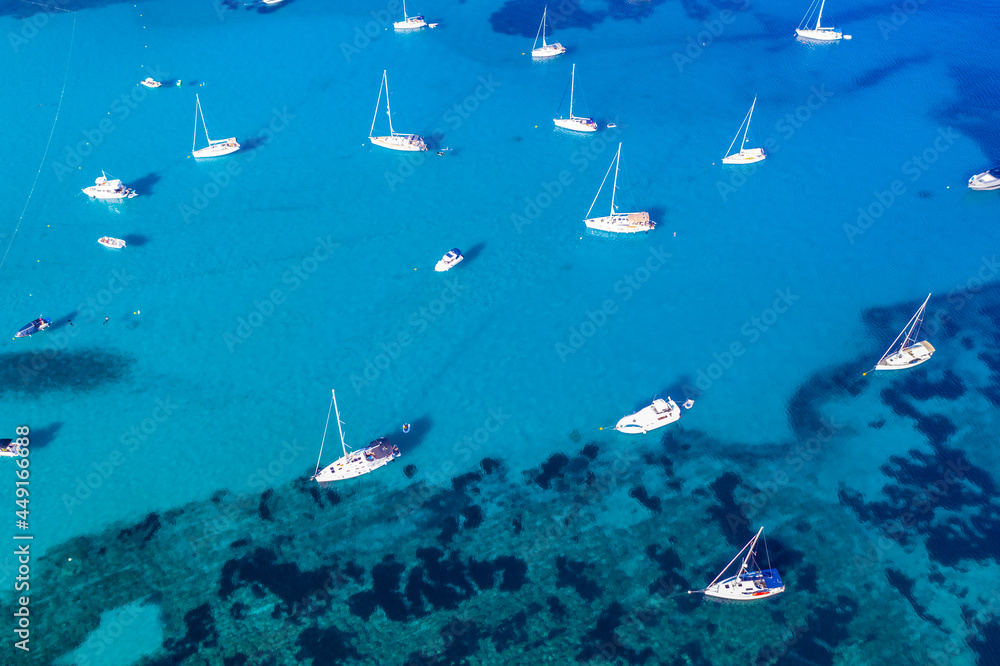 Fototapeta premium Aerial view of the old lighthouse of Veli Rat on the island of Dugi Otok, Croatia, beautiful seascape