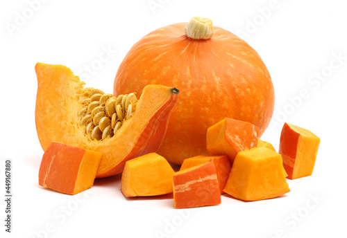 Orange pumpkin on white background 