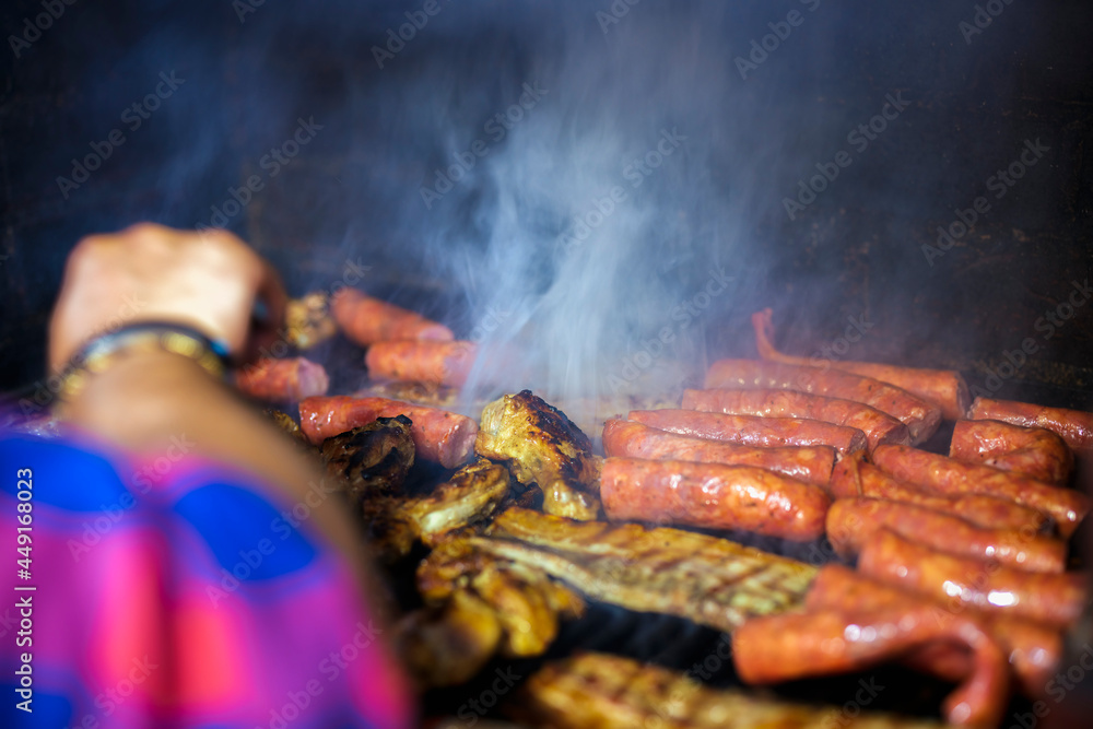 various meat on the grill, selective focus various meat on the grill, selective focus