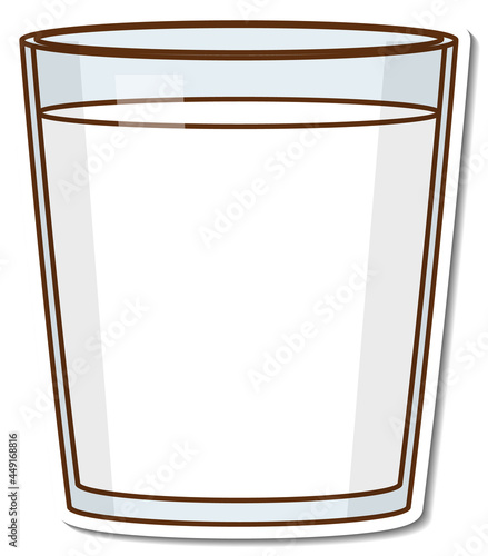 Sticker glass of orange juice on white background