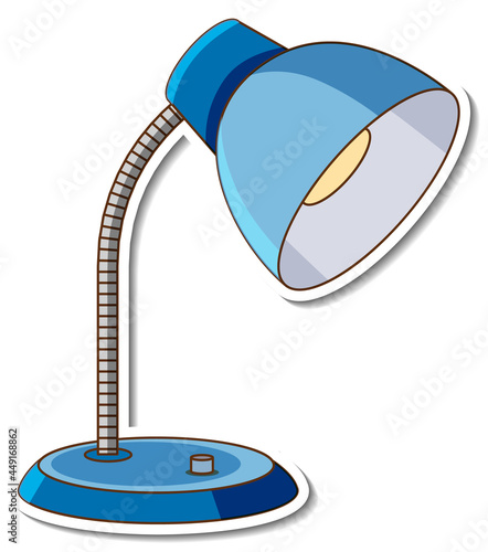 A blue table lamp sticker on white background