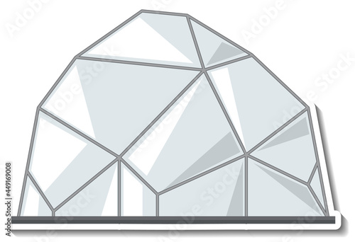 Sticker template with an igloo house  in cartoon style isolated