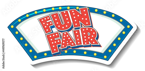 Sticker template with Funfair banner isolated