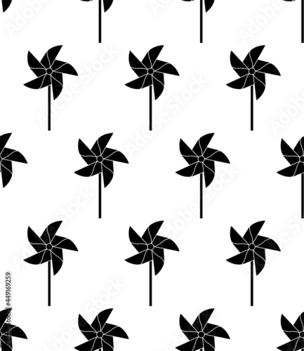 Windmill Toy Icon Seamless Pattern, Diagonal Folded Paper Toy photo