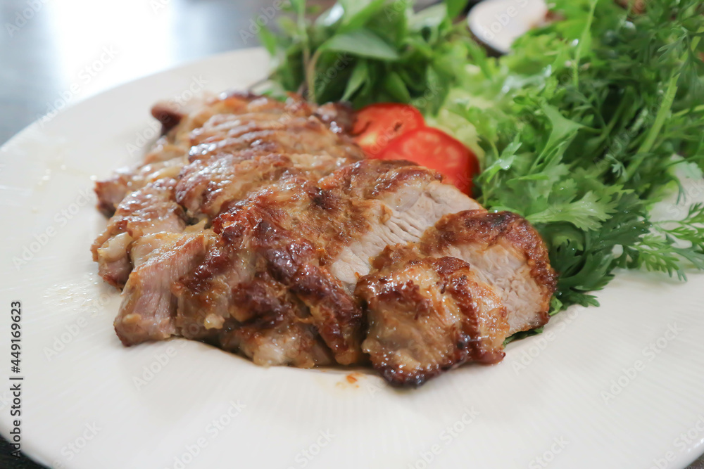 grilled pork , pork steak and beef steak grilled pork , pork steak and beef steak