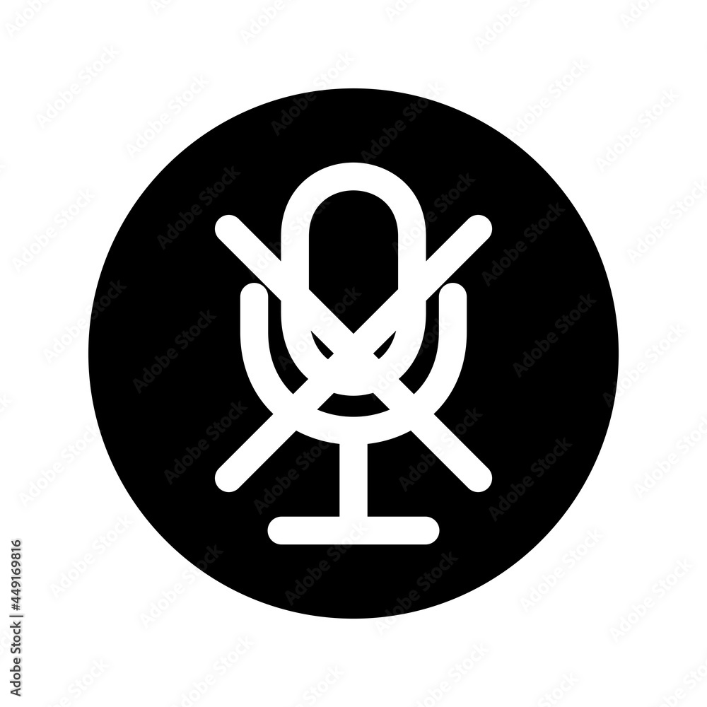 Mute. No sound. Speaker off. Microphone with cross. Forbidden icon. Microphone icon for your web site design, logo, app, UI. Glyph. Vector Mute. No sound. Speaker off. Microphone with cross. Forbidden icon. Microphone icon for your web site design, logo, app, UI. Glyph. Vector