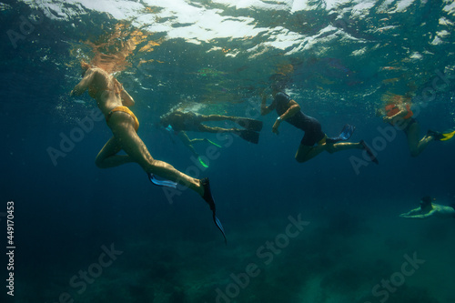 Group of tourists snorkeling