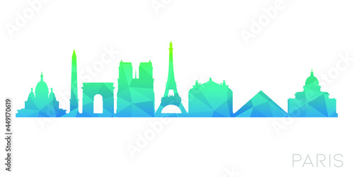 Paris, France Low Poly Skyline Clip Art City Design. Geometric Polygon Graphic Horizon Icon. Vector Illustration Symbol.