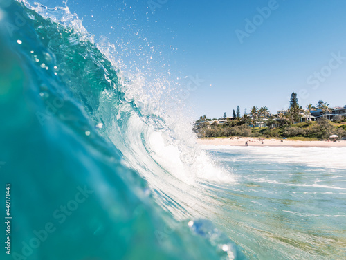 Blue Ocean Wave Breaking on a Sunny Beach on Summer.Vacations Concept.Summertime Concept