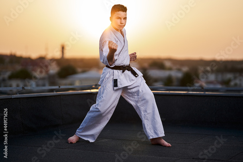 Teenager karate fighter photo