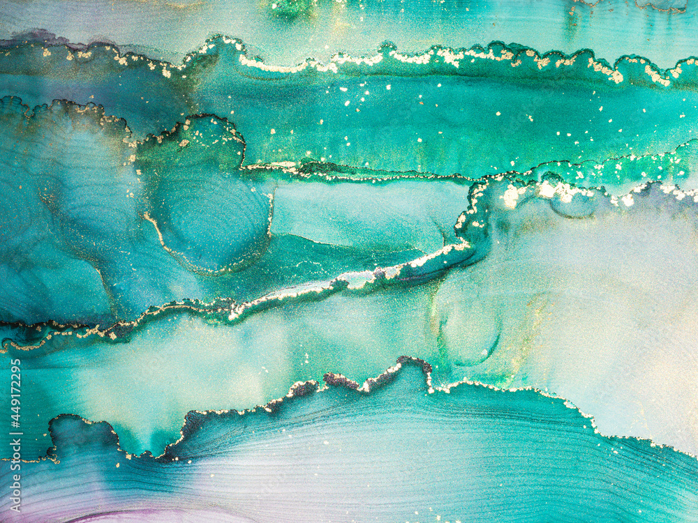 Luxury abstract fluid art painting in alcohol ink technique ...