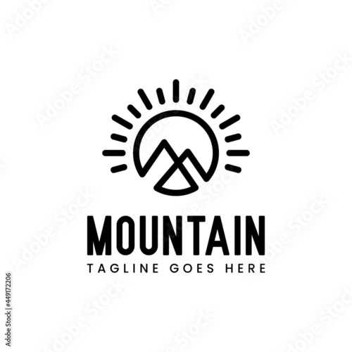 Simple Mountain logo design for Outdoor, Hiking club and Adventure logo design