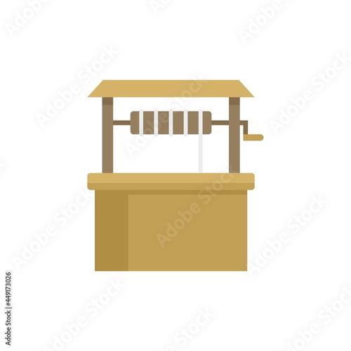 Wood water well icon flat isolated vector