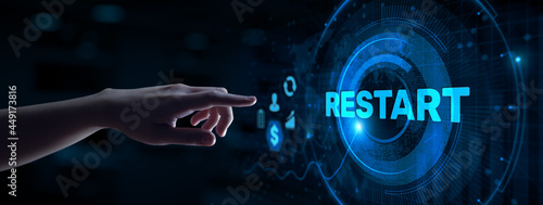 Restart economy Business reopening financial concept on screen.