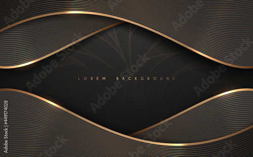 Abstract black and gold lines luxury background