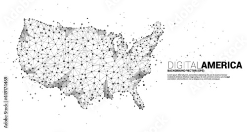 Vector United States map from Polygon dot connect line. Concept for America digital network connection.