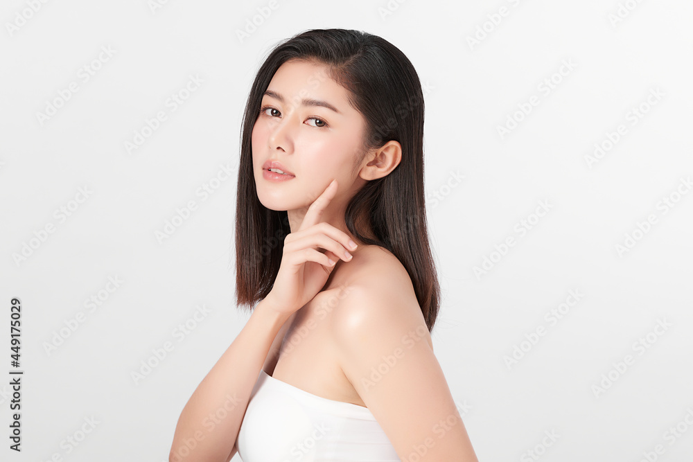 Beautiful young asian woman with clean fresh skin on white background, Face care, Facial treatment, Cosmetology, beauty and spa, Asian women portrait. Beautiful young asian woman with clean fresh skin on white background, Face care, Facial treatment, Cosmetology, beauty and spa, Asian women portrait.