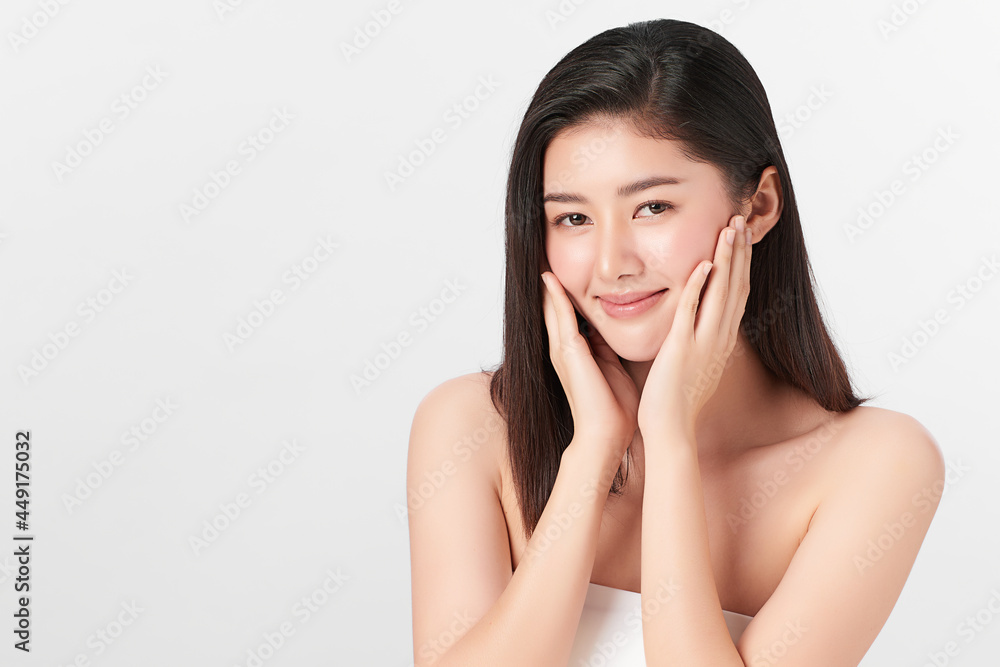 Beautiful young asian woman with clean fresh skin on white background, Face care, Facial treatment, Cosmetology, beauty and spa, Asian women portrait. Beautiful young asian woman with clean fresh skin on white background, Face care, Facial treatment, Cosmetology, beauty and spa, Asian women portrait.