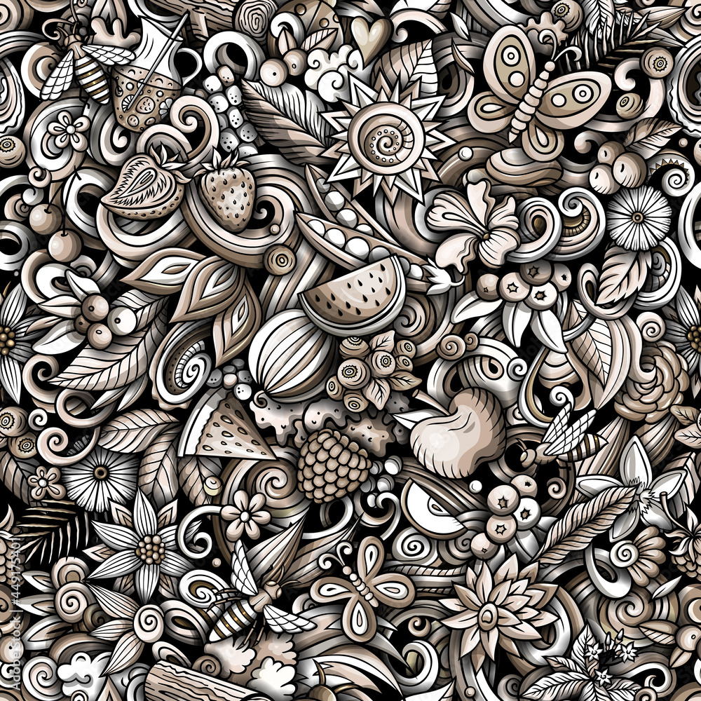Cartoon doodles Summer seamless pattern. Cartoon doodles Summer seamless pattern.